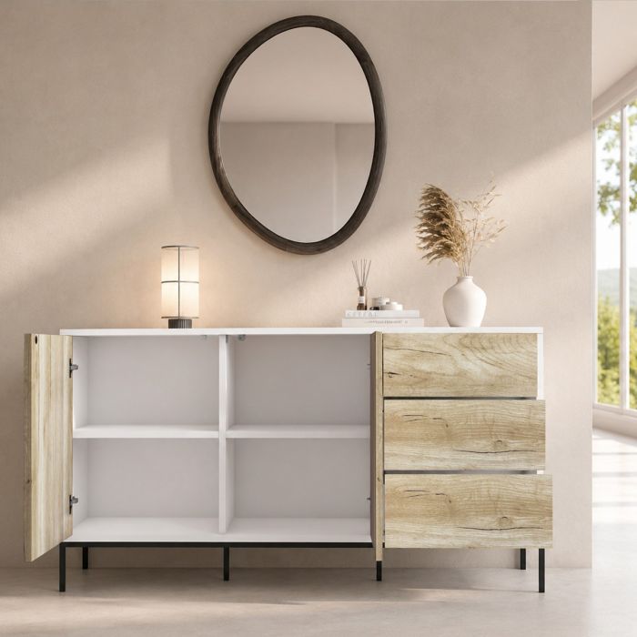 Sideboard Weiß und Sonoma Modern 150 cm Serena