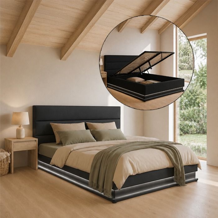 Doppelbett Nitas - 150 x 190 cm - Schwarz