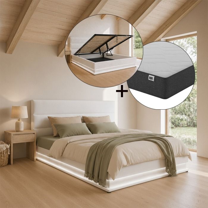 Doppelbett Nitas mit Matratze - 160 x 200 cm - Weiß