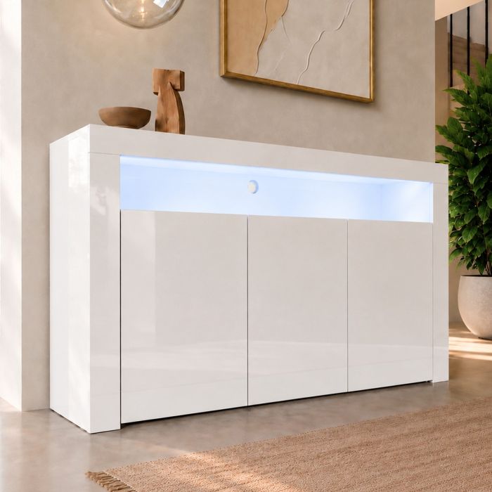 Sideboard Modell Aker - Weiß glänzend