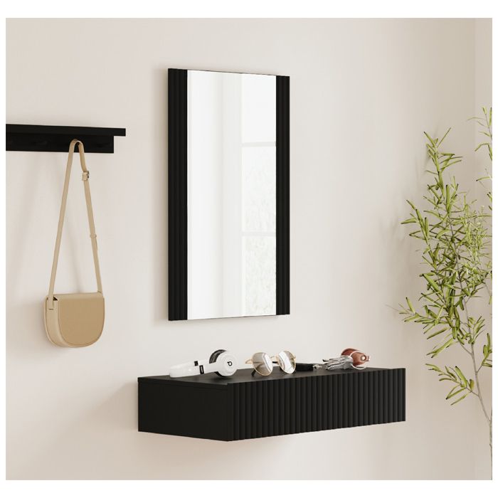 halmeubel-zwart-geribbeld-met spiegel-en-lade-amira