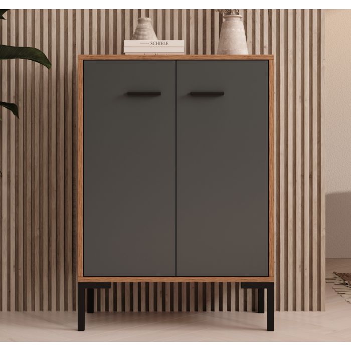 Kleiner Schränk Farbe Walnuss Ambar und Grau 84 cm Lander L15