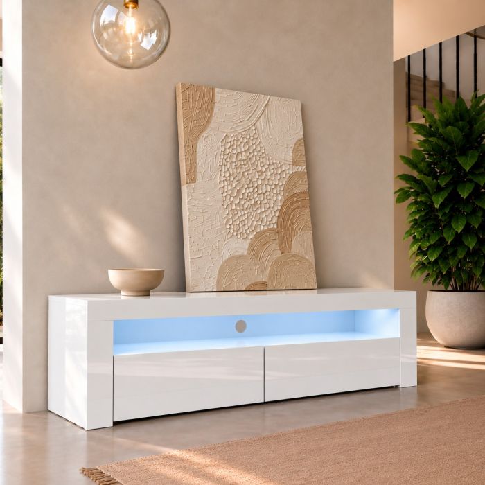 TV-Lowboard Aker (140x50,5cm) - Weiß