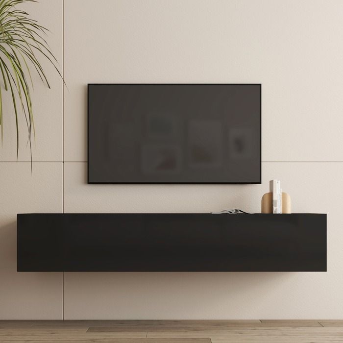 TV-Lowboard Schwarz 160 cm Modell Nora H2