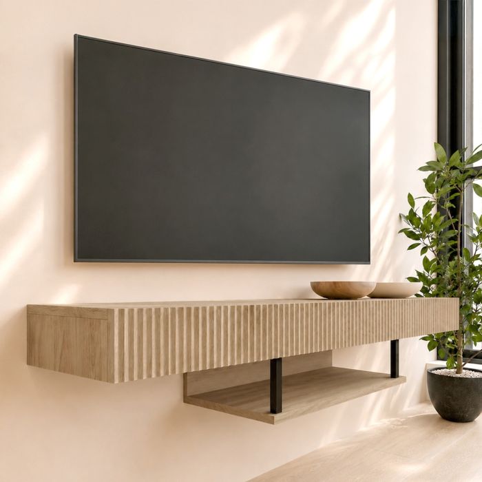 TV-Lowboard farbe geriffelte Eiche 150cm Renzo