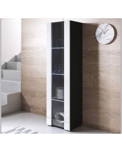 Vitrinenschrank Modell Luke V5 mit Standardfüße (40x167cm) - Schwarz und Weiß