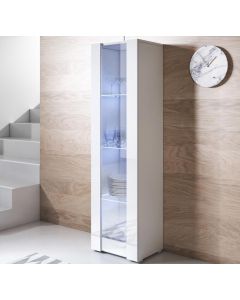 Vitrinenschrank Modell Luke V5 mit Standardfüße (40x167cm) - Weiß