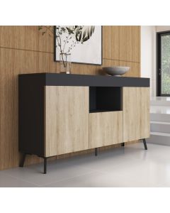 Sideboard Kai in Schwarz und sonoma matt 130 cm