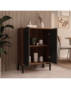 Kleiner Schränk Farbe Walnuss Ambar und Grau 84 cm Lander L15