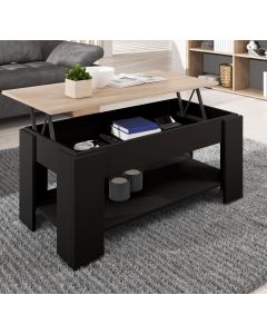 Couchtisch Schwarz und Sonoma 100 cm Nicoleta