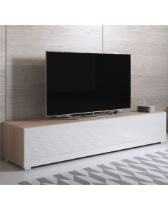TV-Lowboard Modell Luke H2 mit Standardfüße (160x32cm) - Sonoma und Weiß