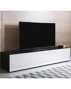 TV-Schrank Modell Luke H2 mit Standardfüße (160x32cm) - Schwarz und Weiß