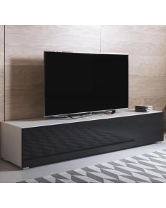 TV-Schrank Modell Luke H2 mit Standardfüße (160x32cm) - Weiß und Schwarz