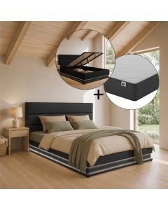 Doppelbett Nitas mit Matratze - 150 x 190 cm - Schwarz
