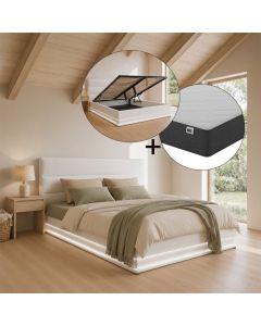 Doppelbett Nitas mit Matratze - 150 x 190 cm - Weiß
