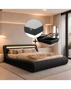 Doppelbett Rodas mit Matratze - 180 x 200 cm - Schwarz