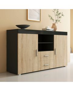 Sideboard Modell Roque - Schwarz und Sonoma