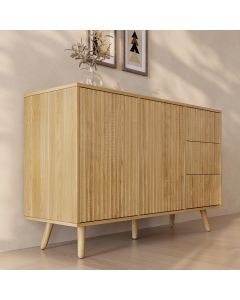 Gerilltes Sideboard Renzo L mit 2 Tür und Schubladen - Eiche Alba