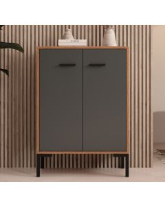 Kleiner Schränk Farbe Walnuss Ambar und Grau 84 cm Lander L15