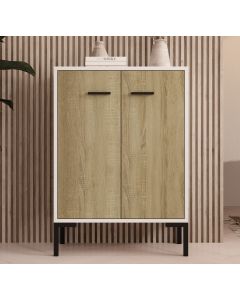 Kleiner Schränk Weiß und Sonoma 84 cm Lander L15