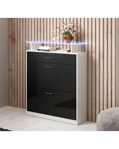Schuhschrank Paola - Weiß und Schwarz