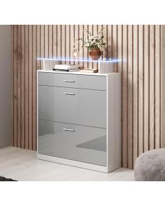 Schuhschrank Paola - Weiß und Grau
