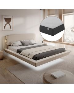 Schwebendes Doppelbett Diana mit Matratze in beige (160x200 cm)