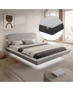 Schwebendes Doppelbett Diana mit Matratze in Grau (160x200cm)