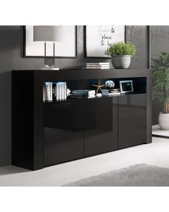 Sideboard Modell Aker - Schwarz glänzend