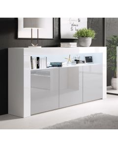 Sideboard Modell Aker - Weiß und Grau glänzend
