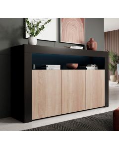 Sideboard Modell Aker – Schwarz und sonoma matt