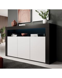 Sideboard Modell Aker - Schwarz und weiß matt