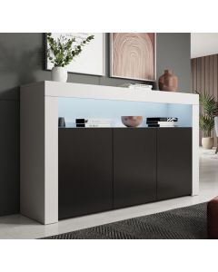 Sideboard Modell Aker - Weiß und schwarz matt