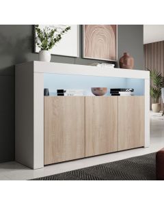Sideboard Modell Aker - Weiß und sonoma matt