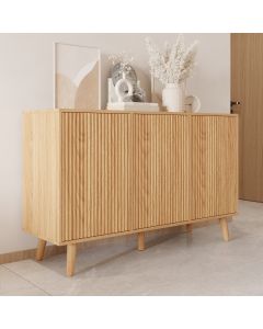 Sideboard Farbe Eiche Alba 120 cm mit geriffelten Türen Renzo