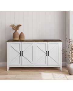 Sideboard Farbe Weiß und Eiche Rustic 140 cm Olivia