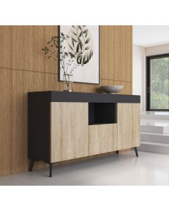 Sideboard Kai in Schwarz und sonoma matt 130 cm
