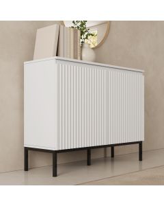 Sideboard Logan geriffelt 2 Türen Farbe Weiß
