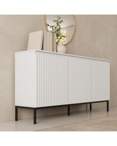 Sideboard Logan geriffelt 3 Türen Farbe Weiß