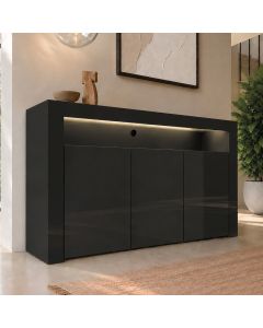 Sideboard Modell Aker - Schwarz glänzend