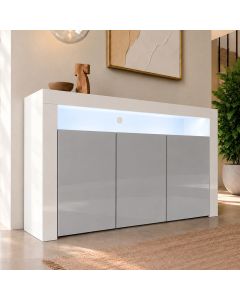 Sideboard Modell Aker - Weiß und Grau glänzend