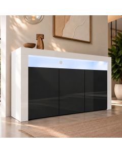 Sideboard Modell Aker - Weiß und schwarz glänzend