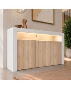 Sideboard Modell Aker - Weiß und sonoma matt