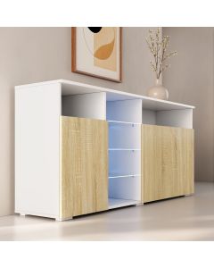 Sideboard Modell Clark - Weiß und Sonoma