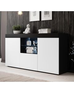 Sideboard Modell Natolia - matt Schwarz und Weiß 150 x 83 cm.