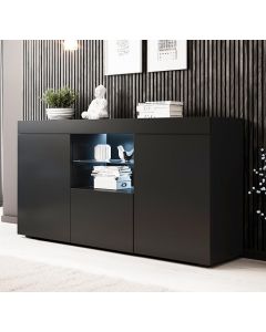 Sideboard Modell Natolia - matt Schwarz 150 x 83 cm.