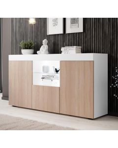 Sideboard Modell Natolia - matt Weiß und Sonoma 150 x 83 cm.