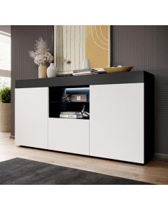 Sideboard Modell Sefora - matt Schwarz und Weiß 135x73cm