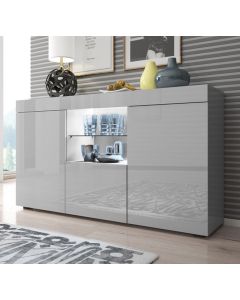 Sideboard Modell Sefora - glänzend Grau 135x72cm.