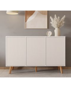 Sideboard Farbe Weiß 120 cm mit geriffelten Türen Renzo